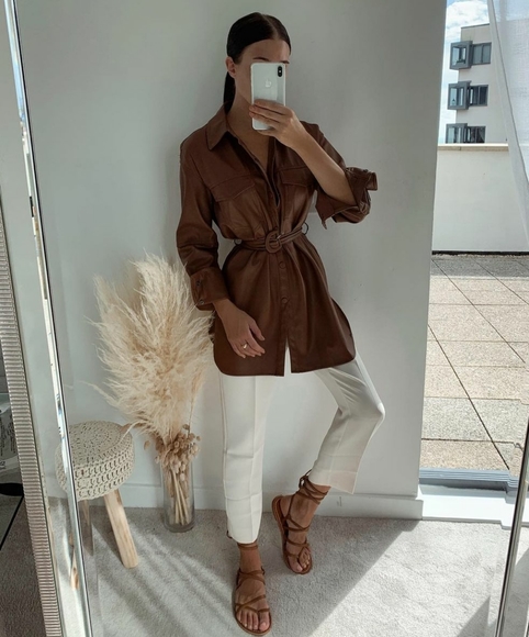 ZARA NWT BRANDY BELTED FAUX LEATHER SHIRT Bloggers - Picture 8 of 16